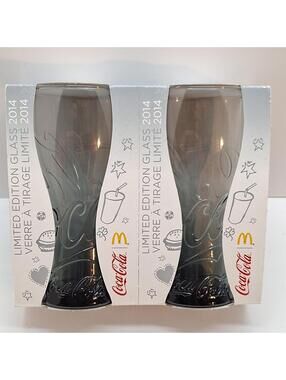 New Set of 2 Vintage Coca-Cola Colored Glasses Smoke Colour